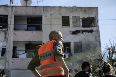 HAIFA, ISRAEL - OCTOBER 19: A view of damaged residential house after rocket attack, which were launched from Lebanese territory as the Israeli forces took security measures around the region in Haifa, Israel on 19/10/2024. (Photo by Mostafa Alkharouf/Anadolu via Getty Images)