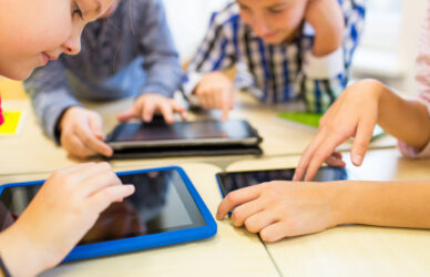 school kids with tablets